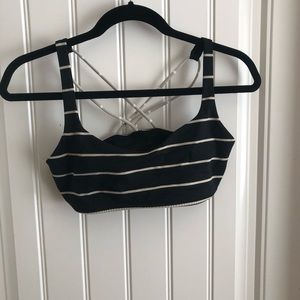 Lululemon navy and tan striped sports bra size 8